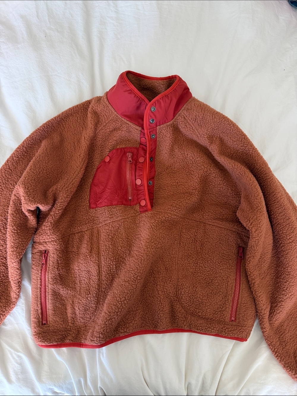 Cropped Sherpa Fleece Jacket Rust